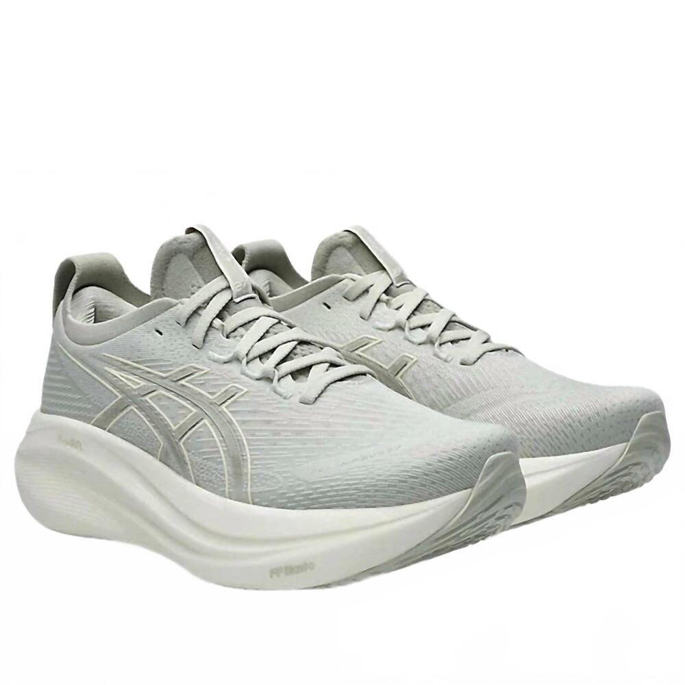 NEW ASICS women's gel-nimbus 27 running shoes in lake grey/white sage
